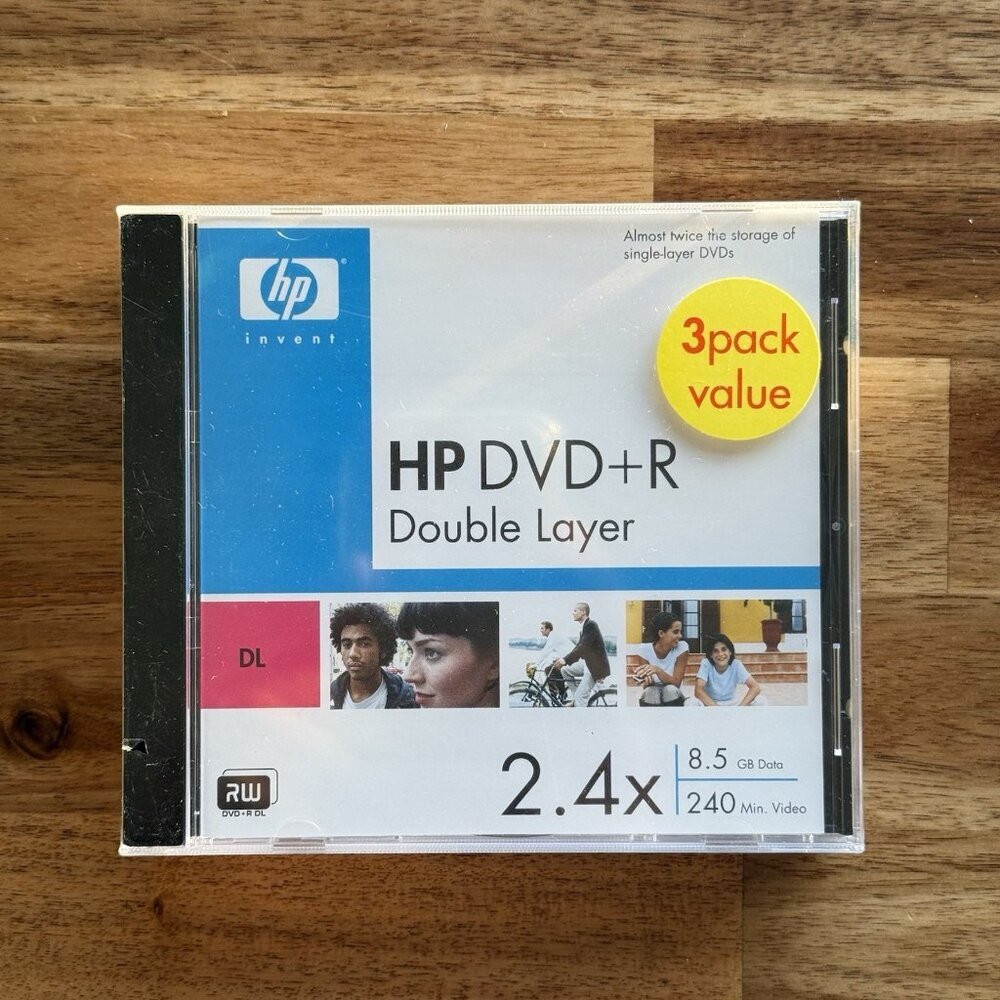 HP‎ 3 Pack DVD+R DL Double Layer DVD Disk 8.5 GB 240 min Video 2.4X Disc